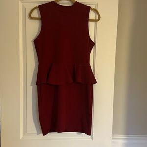 Burgundy peplum dress